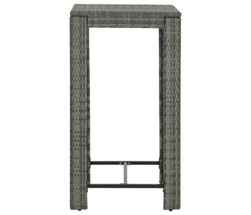 Set muebles bar jardín 3 piezas y cojines ratán sintético gris