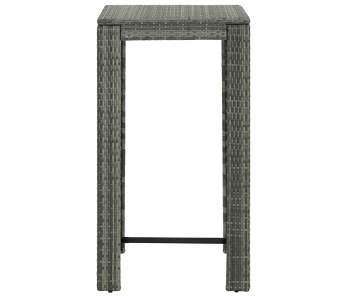 Set muebles bar jardín 3 piezas y cojines ratán sintético gris