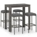Set muebles bar jardín 5 piezas y cojines ratán sintético gris