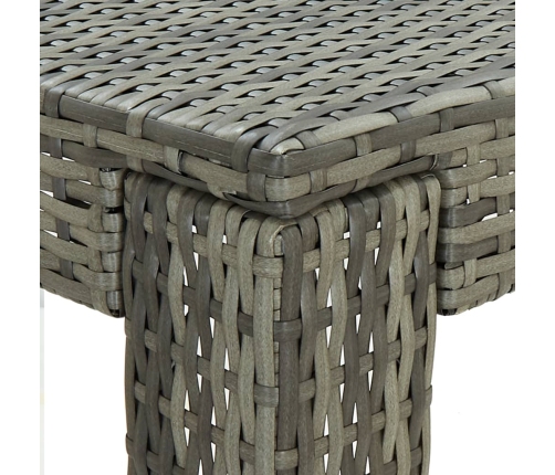 Set muebles bar jardín 5 piezas y cojines ratán sintético gris