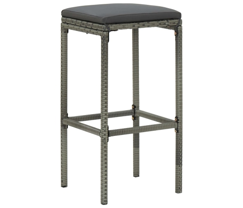 Set muebles bar jardín 5 piezas y cojines ratán sintético gris