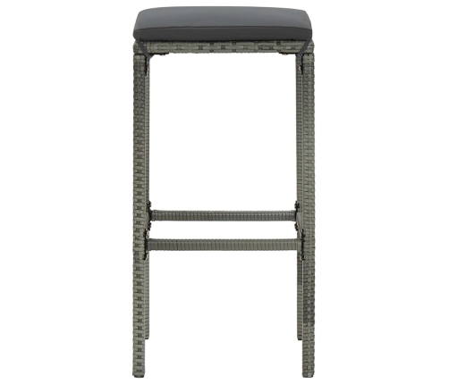 Set muebles bar jardín 5 piezas y cojines ratán sintético gris