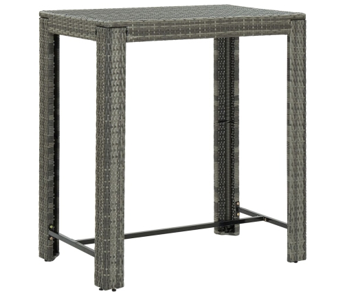 Set muebles bar jardín 5 piezas y cojines ratán sintético gris