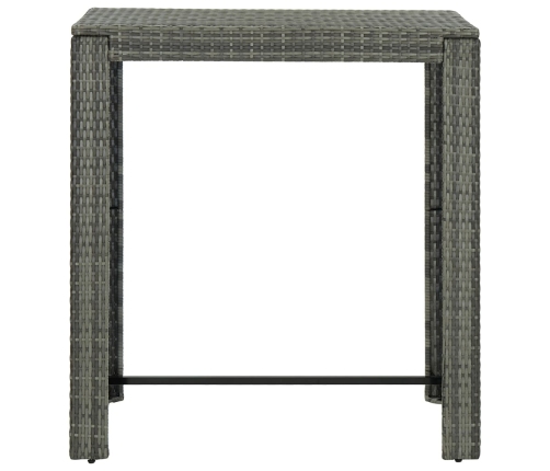 Set muebles bar jardín 5 piezas y cojines ratán sintético gris
