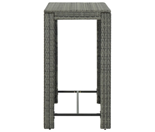 Set muebles bar jardín 5 piezas y cojines ratán sintético gris