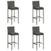Set muebles bar jardín 5 piezas y cojines ratán sintético gris