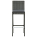 Set muebles bar jardín 5 piezas y cojines ratán sintético gris