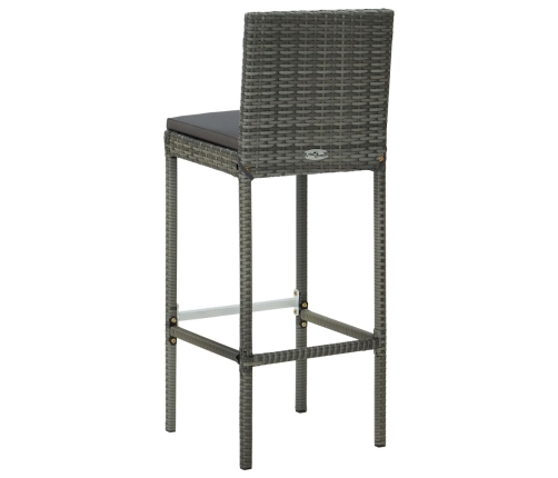 Set muebles bar jardín 5 piezas y cojines ratán sintético gris
