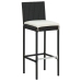 Set muebles bar jardín 5 piezas y cojines ratán sintético negro