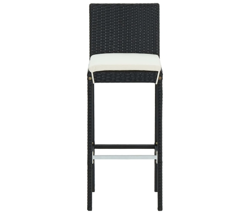 Set muebles bar jardín 5 piezas y cojines ratán sintético negro