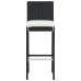 Set muebles bar jardín 5 piezas y cojines ratán sintético negro