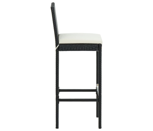 Set muebles bar jardín 5 piezas y cojines ratán sintético negro
