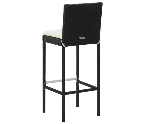 Set muebles bar jardín 5 piezas y cojines ratán sintético negro