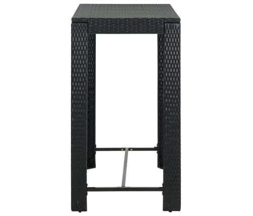Set muebles bar jardín 5 piezas y cojines ratán sintético negro