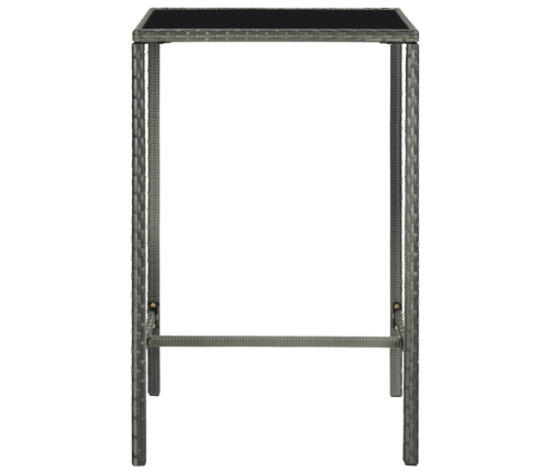 Mesa y taburetes altos jardín 5 piezas ratán sintético gris
