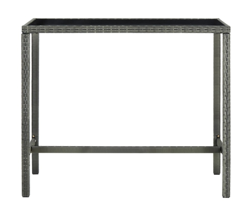 Mesa y taburetes altos jardín 5 piezas ratán sintético gris