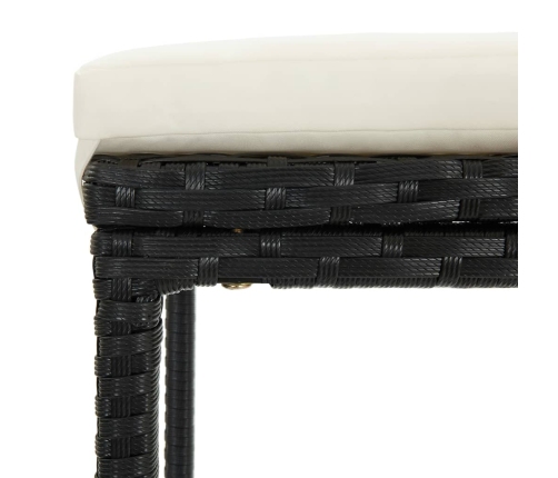 Set de muebles de bar de jardín 5 pzas y cojines ratán PE negro