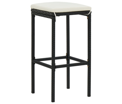 Set de muebles de bar de jardín 5 pzas y cojines ratán PE negro