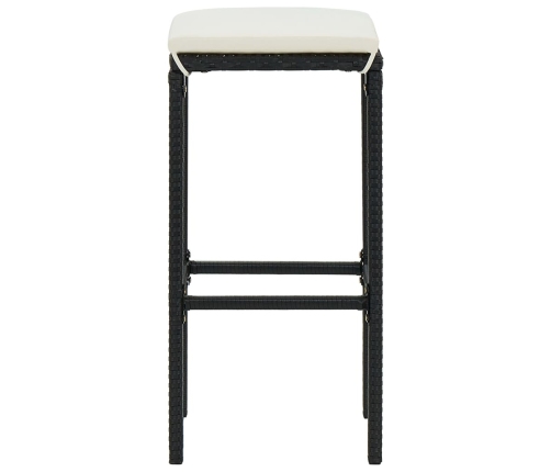 Set de muebles de bar de jardín 5 pzas y cojines ratán PE negro