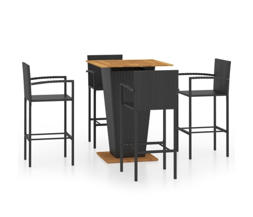 Conjunto de bar para jardín 5 piezas negro