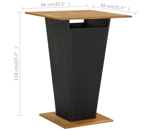Conjunto de bar para jardín 5 piezas negro