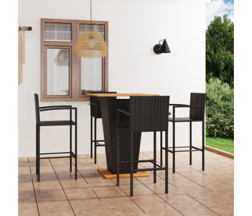 Conjunto de bar para jardín 5 piezas negro