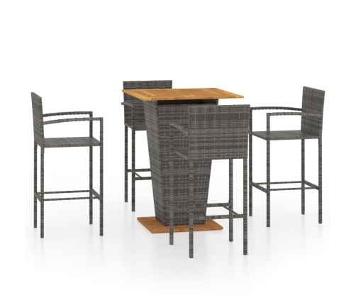 Conjunto de bar para jardín 5 piezas gris