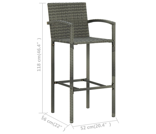 Conjunto de bar para jardín 5 piezas gris