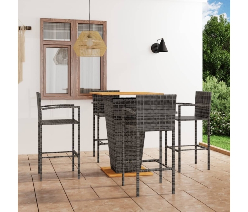 Conjunto de bar para jardín 5 piezas gris