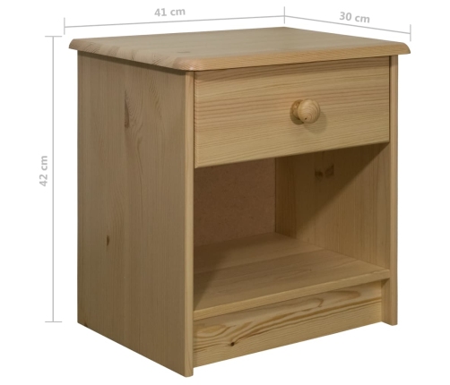 vidaXL Mesita de noche de madera maciza de pino 41x30x42 cm