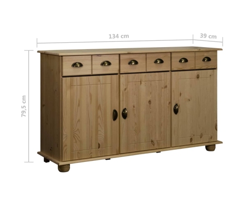 Aparador de madera maciza de pino 134x39x79,5 cm