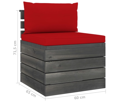Muebles de jardín de palets 2 piezas cojines madera maciza pino