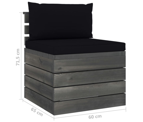 Muebles de jardín de palets 2 piezas cojines madera maciza pino