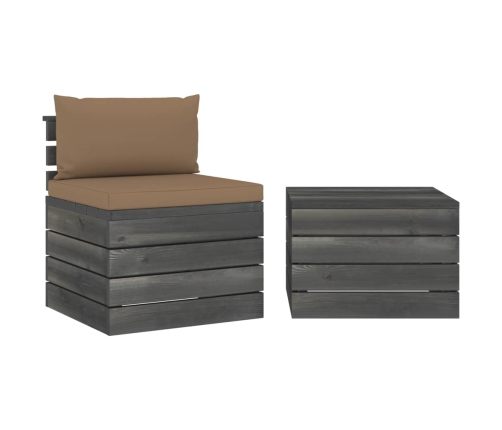 Muebles de jardín de palets 2 piezas cojines madera de pino
