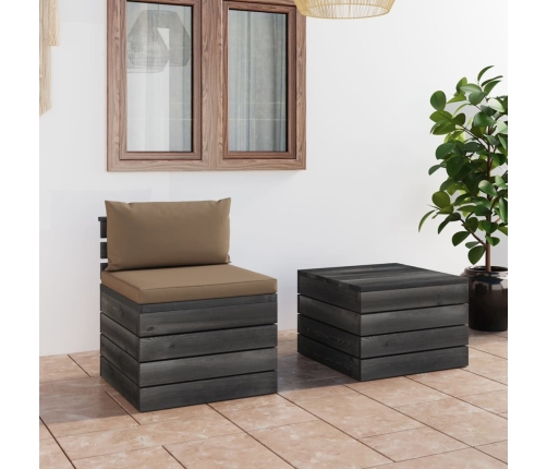 Muebles de jardín de palets 2 piezas cojines madera de pino