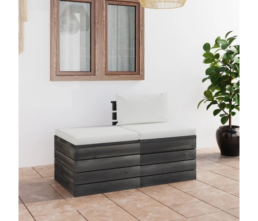 Muebles de jardín de palets 2 piezas cojines madera maciza pino