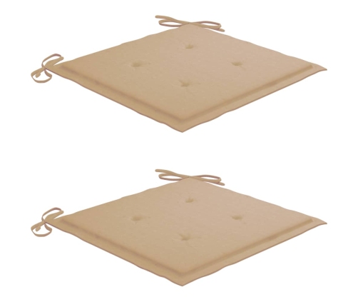 Sillas Batavia 2 uds teca maciza con cojines beige