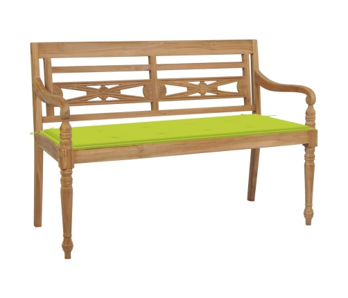 Banco Batavia madera maciza teca y cojín verde brillante 120 cm