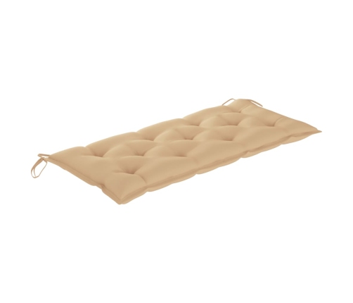 vidaXL Banco Batavia de teca maciza con cojín beige 120 cm