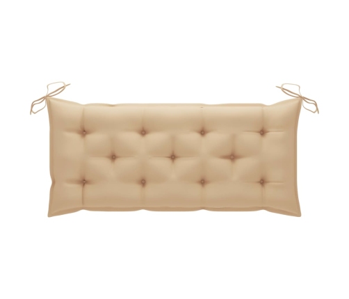 Banco Batavia de teca maciza con cojín beige 120 cm