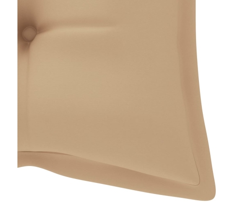 Banco Batavia de teca maciza con cojín beige 120 cm