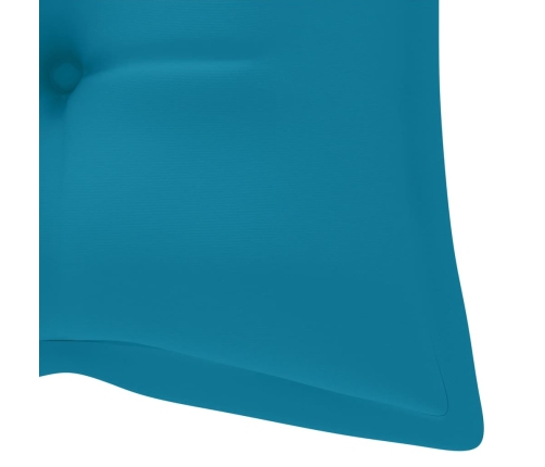 Banco Batavia de teca maciza con cojín azul claro 120 cm