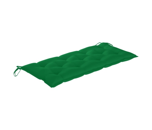 vidaXL Banco Batavia de teca maciza con cojín verde 120 cm