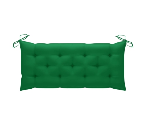 vidaXL Banco Batavia de teca maciza con cojín verde 120 cm