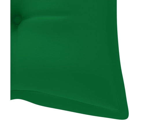 vidaXL Banco Batavia de teca maciza con cojín verde 120 cm