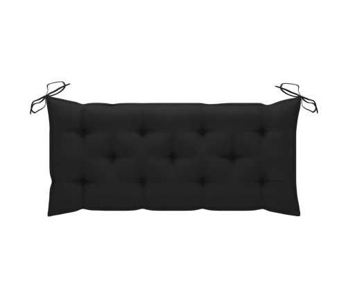 Banco Batavia de teca maciza con cojín negro 120 cm