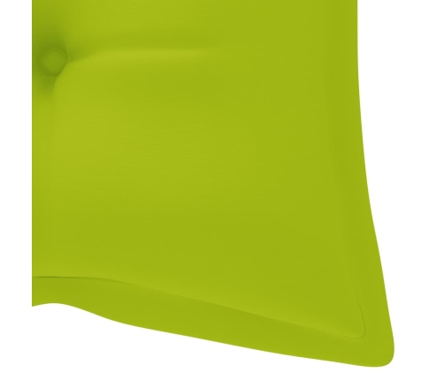 Banco Batavia de teca maciza con cojín verde brillante 120 cm