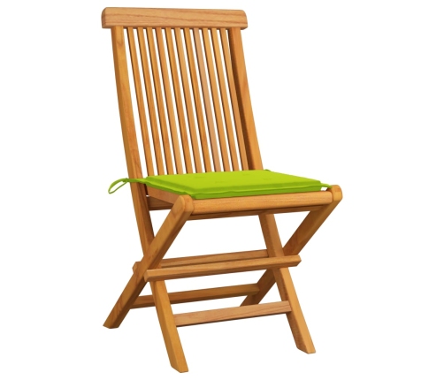 Sillas de jardín 2 uds con cojines verde brillante madera teca