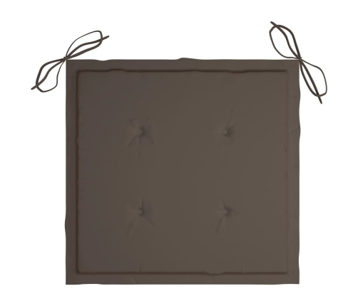 vidaXL Sillas de jardín 4 uds con cojines gris taupe madera de teca