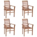 Sillas de comedor 4 uds madera maciza de teca con cojines beige